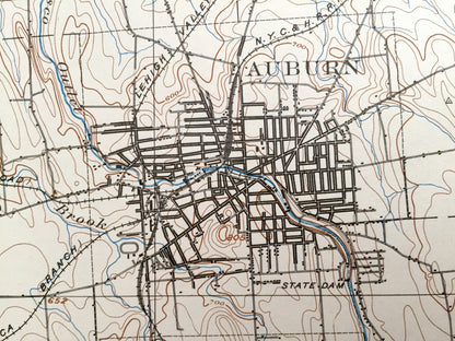 Antique Auburn, New York 1902 US Geological Survey Topographic Map – Aurelius, Fleming, Springport, Montezuma, Throop, Sennett, Ledyard, NY