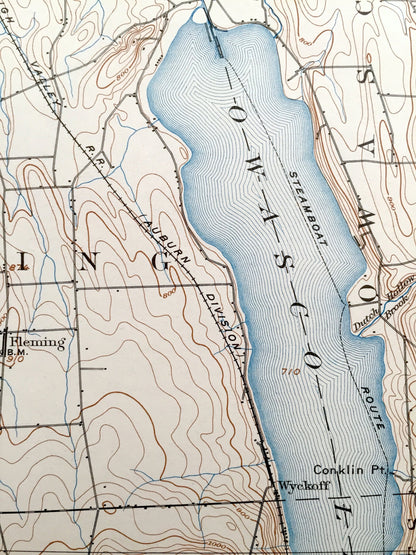 Antique Auburn, New York 1902 US Geological Survey Topographic Map – Aurelius, Fleming, Springport, Montezuma, Throop, Sennett, Ledyard, NY