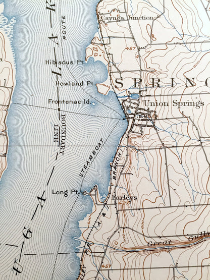 Antique Auburn, New York 1902 US Geological Survey Topographic Map – Aurelius, Fleming, Springport, Montezuma, Throop, Sennett, Ledyard, NY