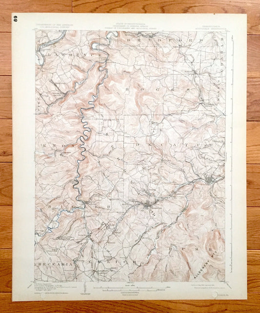 Antique Houtzdale, Pennsylvania 1905 US Geological Survey Topographic Map - Clearfield, Centre County, Pike, Bradford, Graham, Lawrence, PA