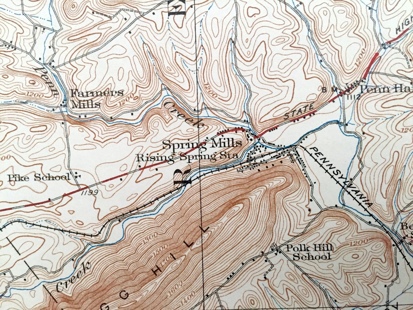 Antique Centre Hall, Pennsylvania 1929 US Geological Survey Topographic Map - Armagh, Porter, Harris, Penn, Benner, Gregg, Miles, Walker, PA
