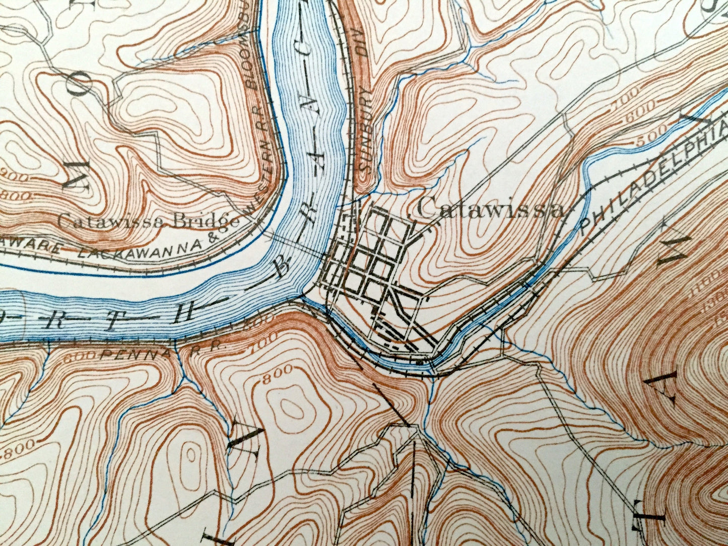Antique Catawissa, Pennsylvania 1894 US Geological Survey Topographic Map – Columbia, Northumberland, Schuylkill County, Mount Carmel, PA