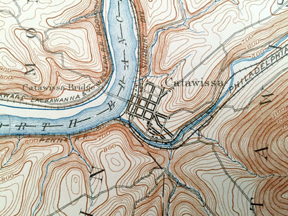 Antique Catawissa, Pennsylvania 1894 US Geological Survey Topographic Map – Columbia, Northumberland, Schuylkill County, Mount Carmel, PA
