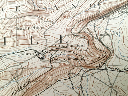 Antique Mahanoy, Pennsylvania 1893 US Geological Survey Topographic Map - Shenandoah, Hopeville, Frackville, Delano, Schuylkill County, PA