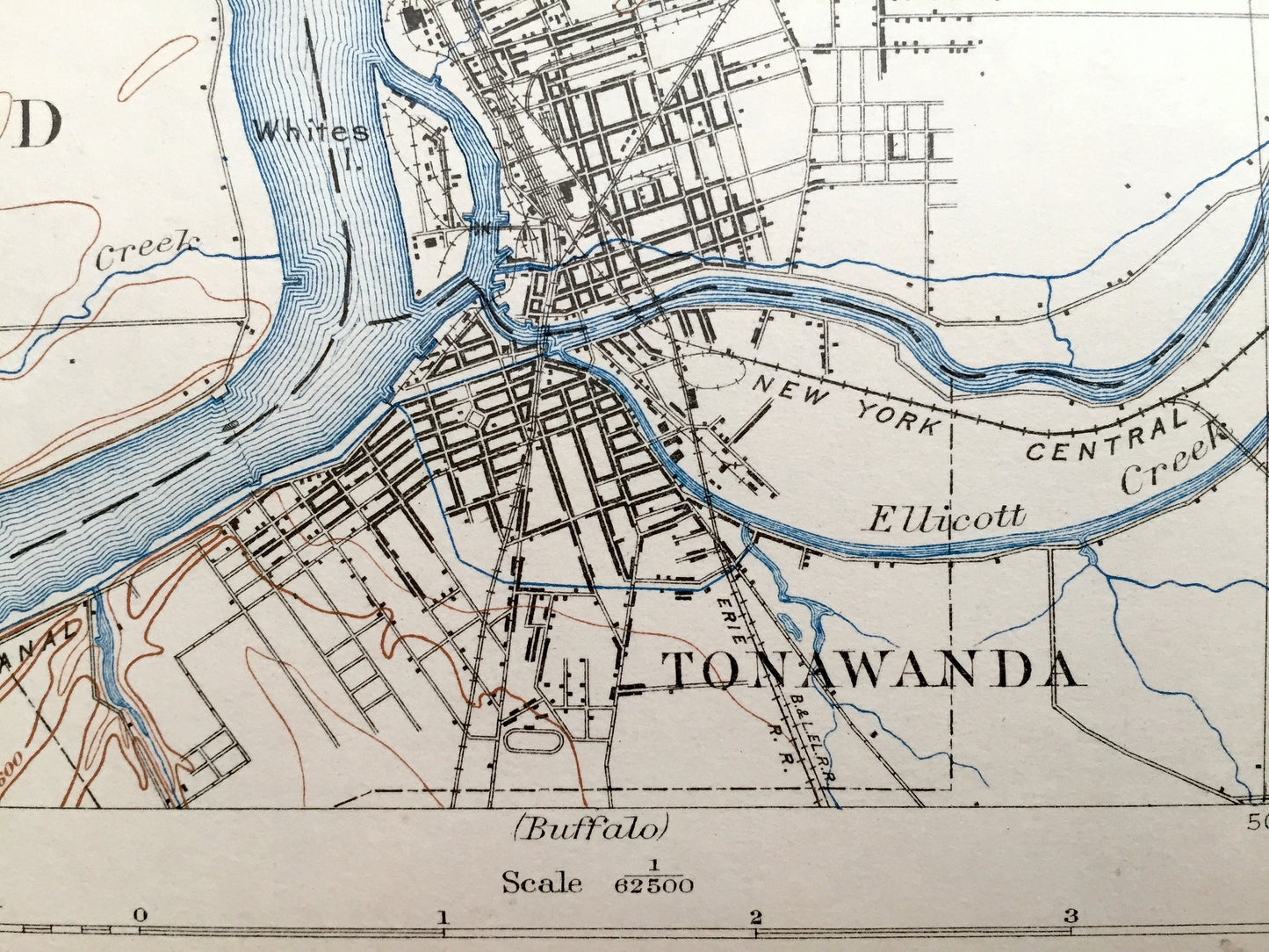 Antique Tonawanda, New York 1901 US Geological Survey Topographic Map - Amherst, Grand Island, Wheatfield, Pendleton, Lewiston, Cambria, NY