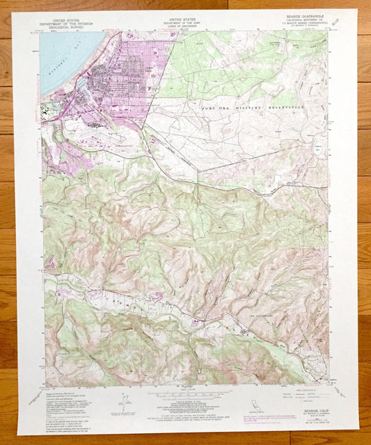 Antique Seaside, California 1947 US Geological Survey Topographic Map – Monterey Bay, Del Rey Oaks, Delmonte, Retreat Noche Buena Heights CA