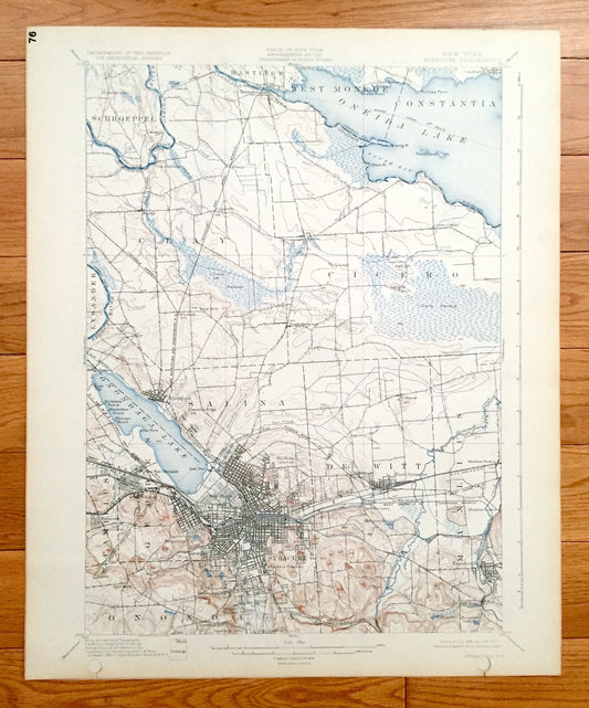 Antique Syracuse, New York 1898 US Geological Survey Topographic Map – Schroeppel, Clay, West Monroe, Constantia, Cicero, Lysander Salina NY