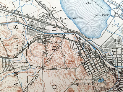 Antique Syracuse, New York 1898 US Geological Survey Topographic Map – Schroeppel, Clay, West Monroe, Constantia, Cicero, Lysander Salina NY