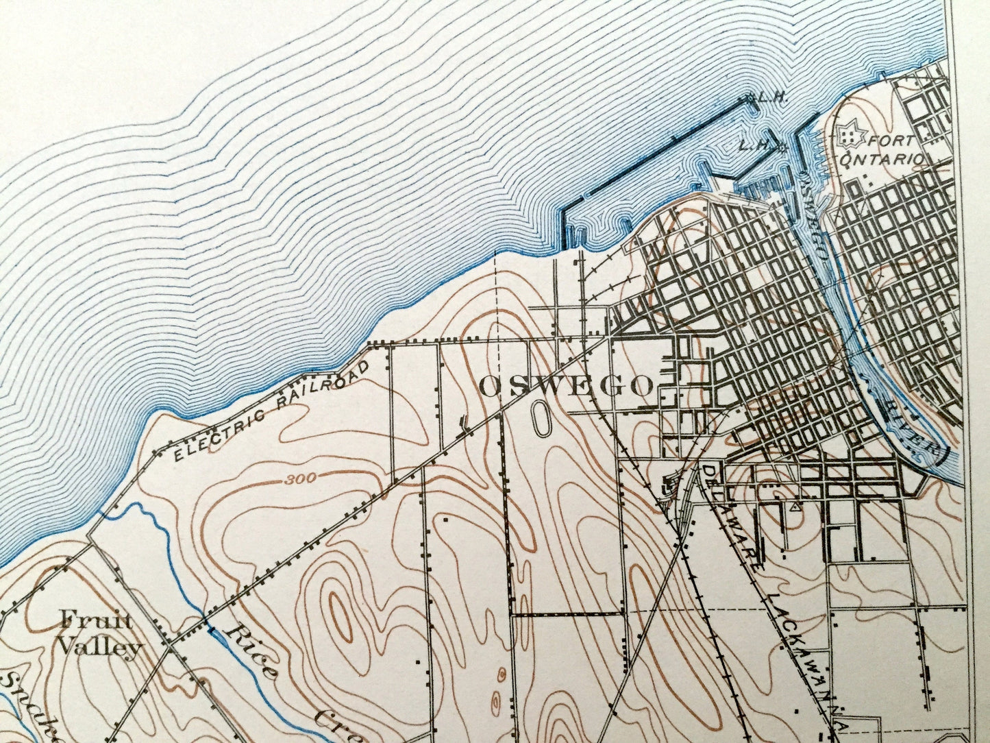 Antique Oswego, New York 1900 US Geological Survey Topographic Map – Cayuga County, Sterling, Hannibal, Wolcott, Minetto, Fairhaven, NY