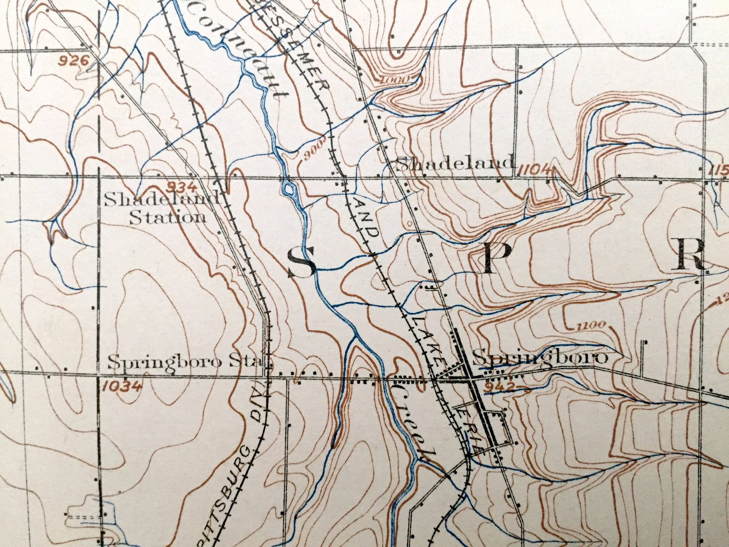 Antique Girard, Pennsylvania 1900 US Geological Survey Topographic Map - Springfield, Conneaut, Beaver, Summerhill, Franklin, Fairview