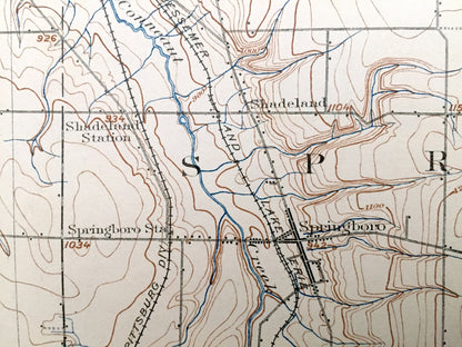 Antique Girard, Pennsylvania 1900 US Geological Survey Topographic Map - Springfield, Conneaut, Beaver, Summerhill, Franklin, Fairview