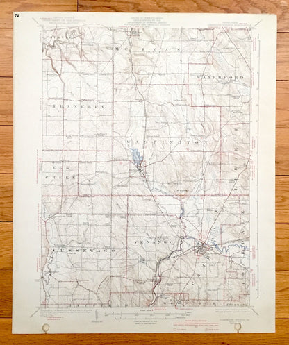 Antique Cambridge Springs, Pennsylvania 1925 US Geological Survey Topographic Map - Rockdale, Venango, Cussewago, Hayfield, Washington