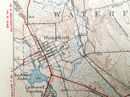 Antique Union City, Pennsylvania 1932 US Geological Survey Topographic Map - Waterford, Amity, Leboeuf, Bloomfield, Athens, Richmond, Sparta