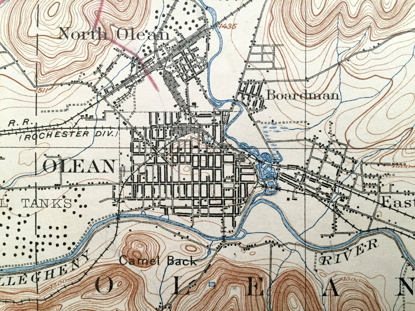 Antique Olean, New York 1898 US Geological Survey Topographic Map – Portville, Genesee, Cuba, Hinsdale, Clarksville, Humphrey, Ischua, NY