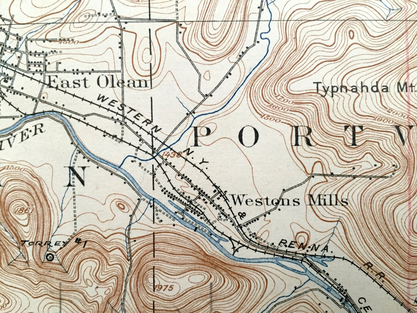 Antique Olean, New York 1898 US Geological Survey Topographic Map – Portville, Genesee, Cuba, Hinsdale, Clarksville, Humphrey, Ischua, NY