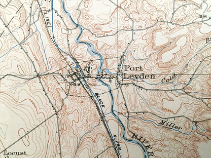 Antique Port Leyden, New York 1907 US Geological Survey Topographic Map – Lewis, Oneida County Boonsville West Turin Highmarket Lyonsdale NY