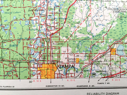 Antique Plant City, Florida 1955 US Geological Survey Topographic Map – Tampa, Dunedin, New Port Richey, Zephyrhillis, Dade City, Wildwood
