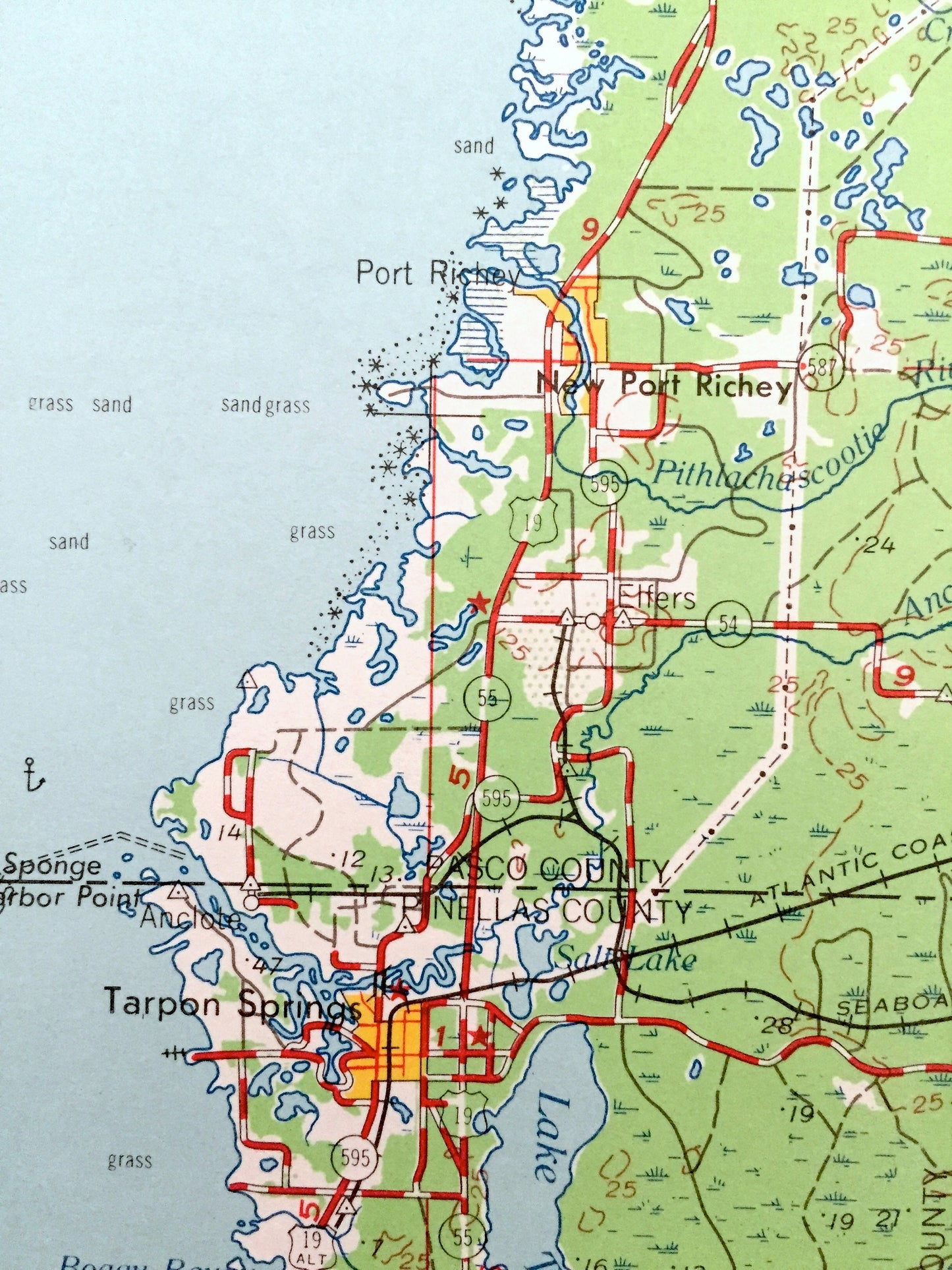 Antique Plant City, Florida 1964 US Geological Survey Topographic Map – Tampa, Dunedin, New Port Richey, Zephyrhillis, Dade City, Wildwood