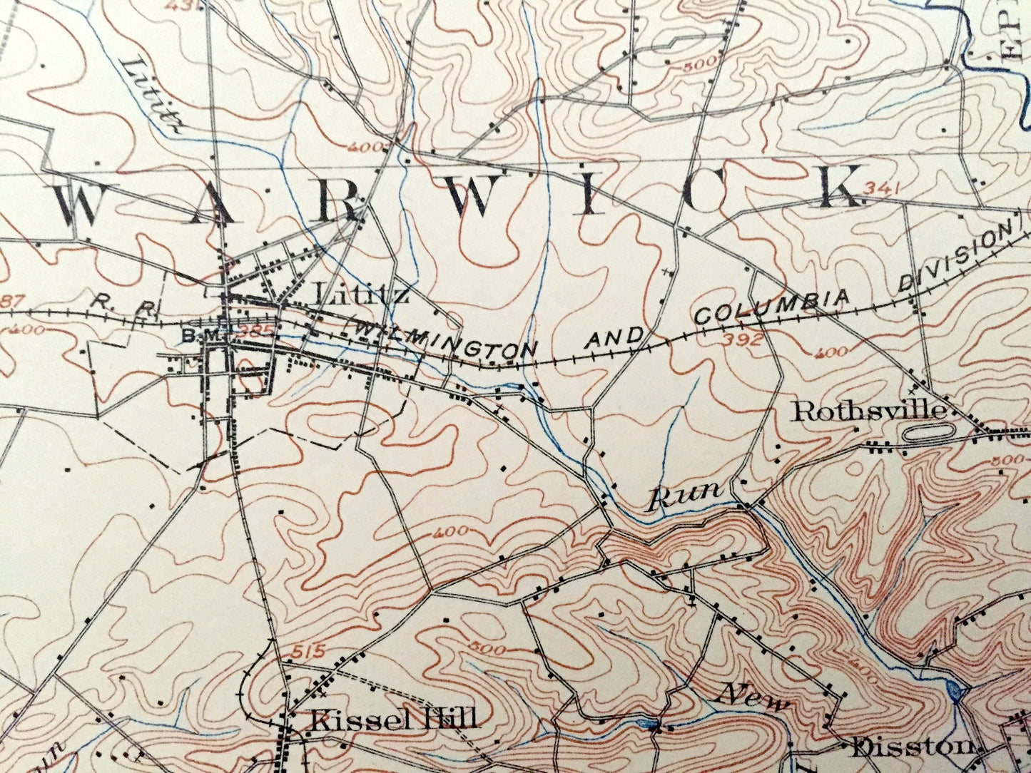 Antique Lancaster, Pennsylvania 1904 US Geological Survey Topographic Map – Hempfield, Lititz, Warwick Manheim Columbia Susquehanna River PA