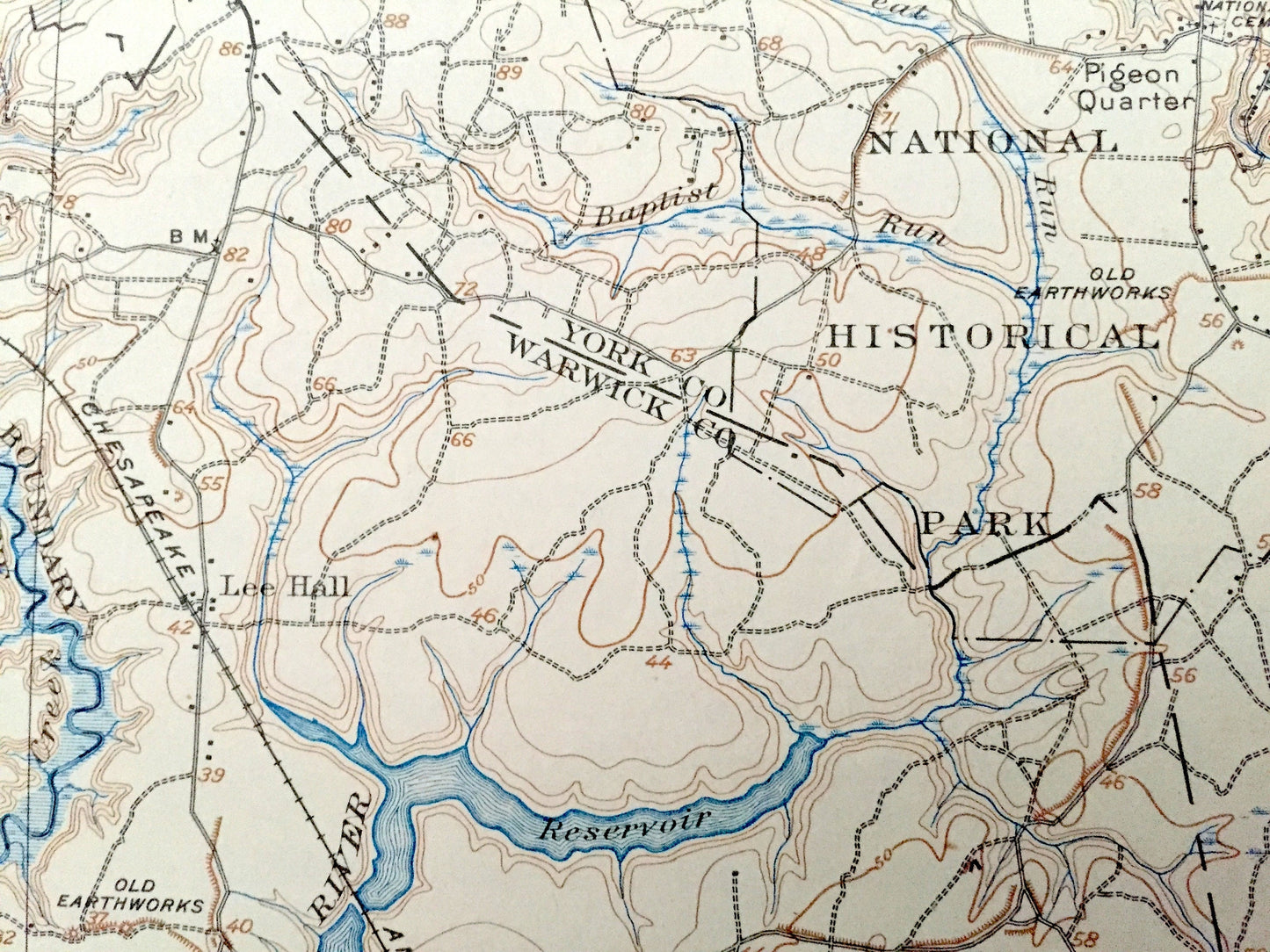 Antique Yorktown, Virginia 1907 US Geological Survey Topographic Map – Isle of Wight, Warwick, James City, York, Surry County, Jamestown, VA