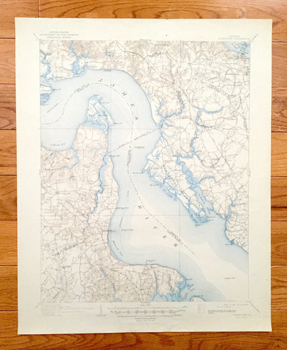 Antique Yorktown, Virginia 1907 US Geological Survey Topographic Map – Isle of Wight, Warwick, James City, York, Surry County, Jamestown, VA