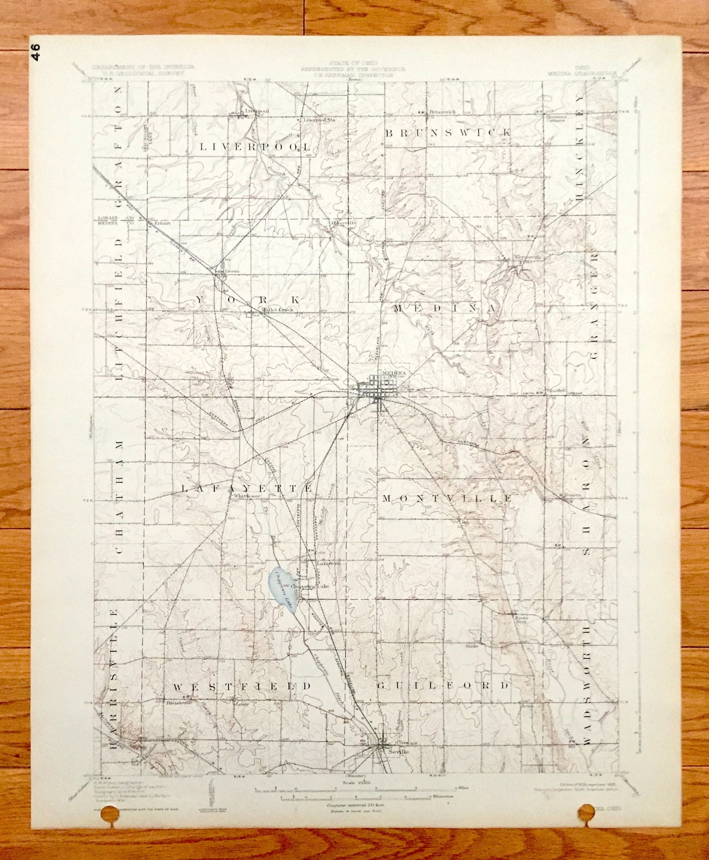 Antique Medina, Ohio 1906 US Geological Survey Topographic Map – Lorain County, Grafton, Liverpool, Brunswick, Hinckley, Litchfield, York OH