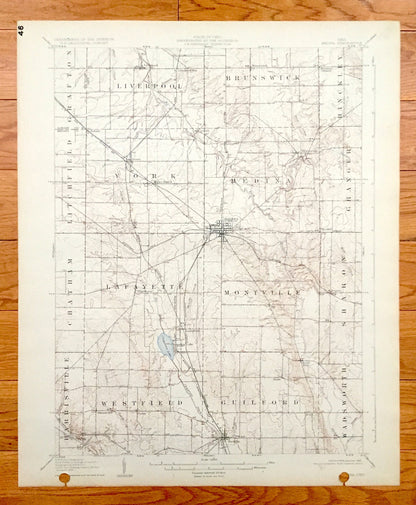 Antique Medina, Ohio 1906 US Geological Survey Topographic Map – Lorain County, Grafton, Liverpool, Brunswick, Hinckley, Litchfield, York OH