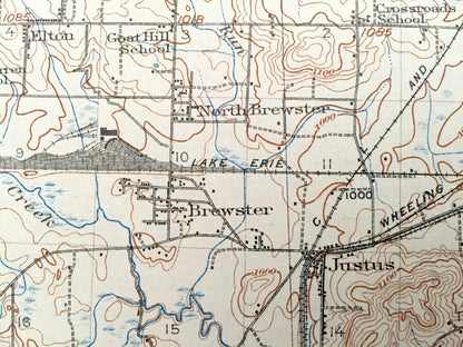 Antique Navarre, Ohio 1914 US Geological Survey Topographic Map - Perry, Bethlehem, Tuscarawas, Sugar Creek, Paint, Wayne, Franklin, Dover