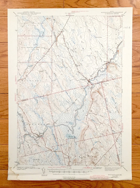 Antique Wytopitlock, Maine 1941 US Geological Survey Topographic Map – Kingman, Reed, Bancroft, Webster, Prentiss, Aroostook, Penobscot