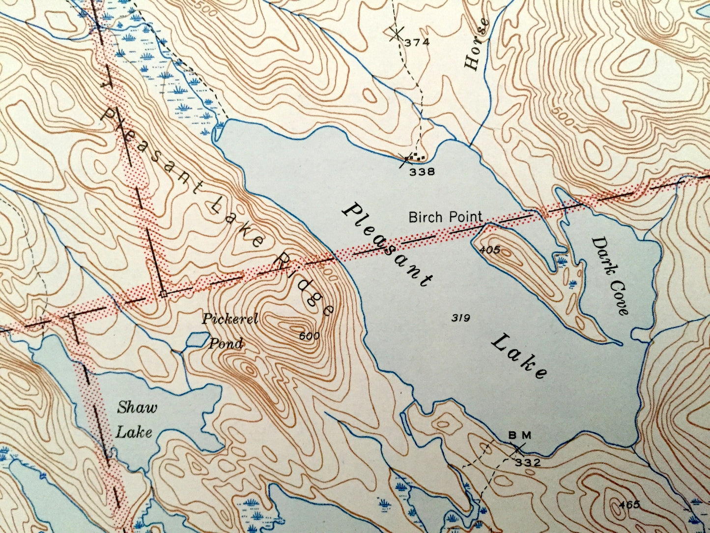 Antique Scraggly Lake, Maine 1944 US Geological Survey Topographic Map– Penobscot, Washington County, Talmadge, Grand Lake Stream, Topsfield