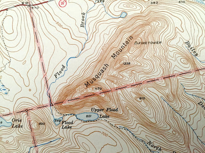 Antique Scraggly Lake, Maine 1944 US Geological Survey Topographic Map– Penobscot, Washington County, Talmadge, Grand Lake Stream, Topsfield
