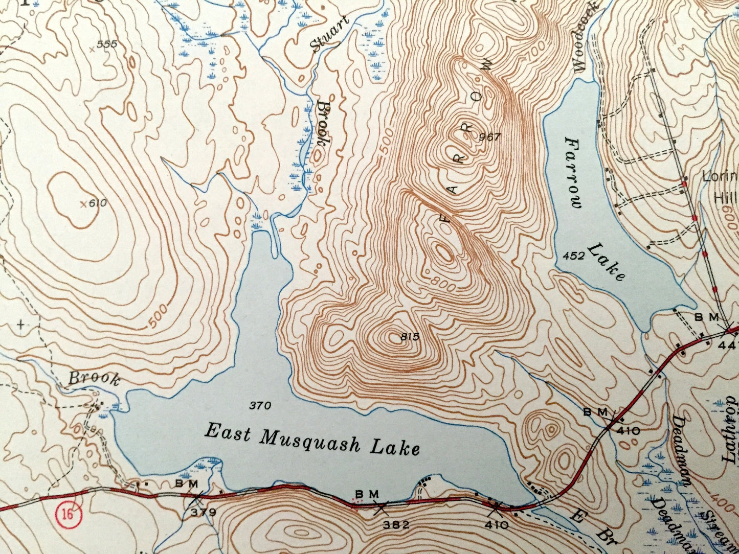 Antique Scraggly Lake, Maine 1944 US Geological Survey Topographic Map– Penobscot, Washington County, Talmadge, Grand Lake Stream, Topsfield