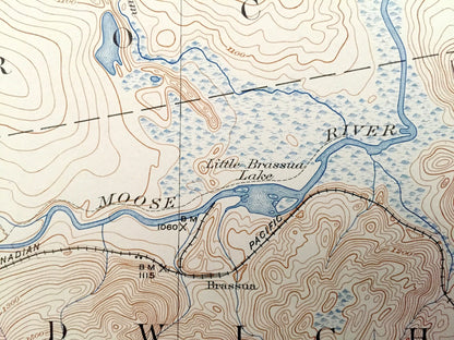 Antique Brassua Lake, Maine 1923 US Geological Survey Topographic Map – Moosehead Lake, Indian Pond, Tomhegan, Rockwood, Misery, Sapling, ME
