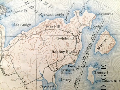 Antique Rockland, Maine 1906 US Geological Survey Topographic Map – Rockport, Camden, Thomaston, Owls Head, Muscle Ridge, St George, Knox ME