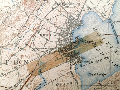 Antique Rockland, Maine 1906 US Geological Survey Topographic Map – Rockport, Camden, Thomaston, Owls Head, Muscle Ridge, St George, Knox ME
