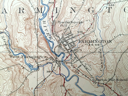 Antique Farmington, Maine 1924 US Geological Survey Topographic Map – Temple, Strong, New Vineyard, Industry, Wilton, New Sharon, Jay