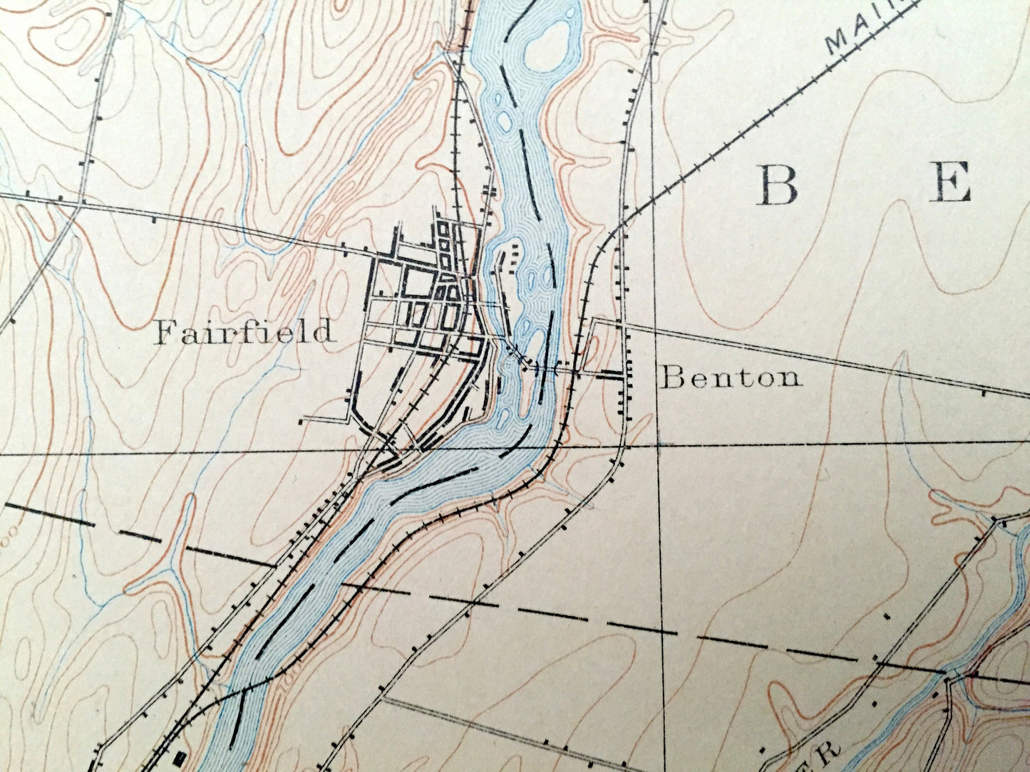 Antique Waterville, Maine 1892 US Geological Survey Topographic Map – Skowhegan, Fairfield, Benton, Oakland, Somerset Kennebec Colby College