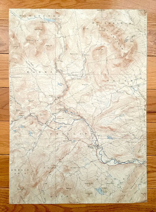 Antique Phillips, Maine 1932 US Geological Survey Topographic Map – Franklin County, Redington, Mt Abraham, Madrid, Salem, Avon, Berlin, ME