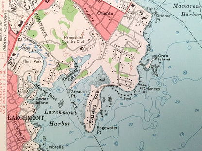 Antique Mamaroneck, New York 1955 US Geological Survey Topographic Map – Westchester, Nassau County, White Plains, Rye, Connecticut NY