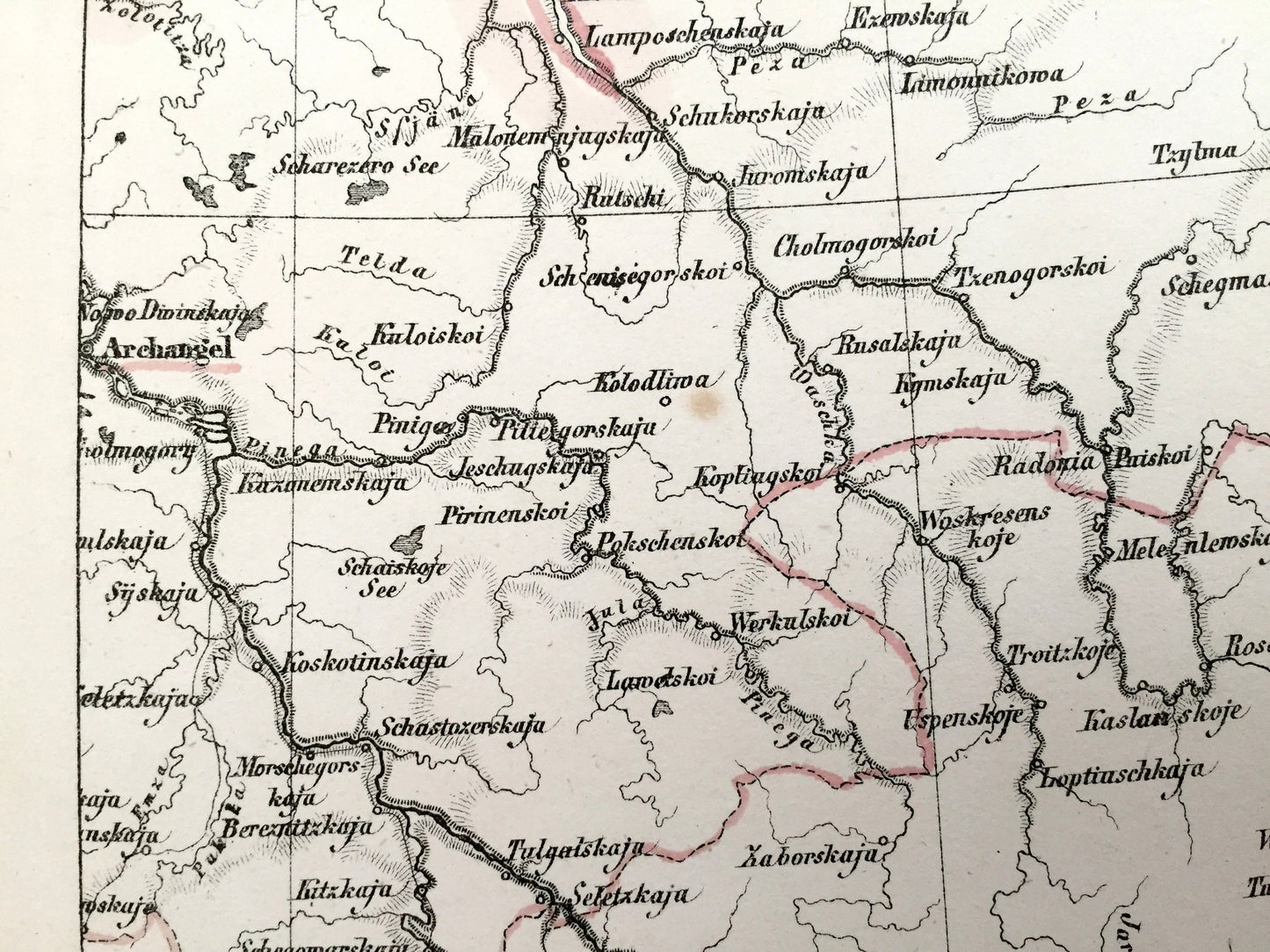 Antique 1855 Arctic Russia Map from Sohr Berghaus Atlas by Carl Flemming – Nizhny Novgorod, Perm, Kazan, Yekaterinburg, Arsk, Ural Mountains