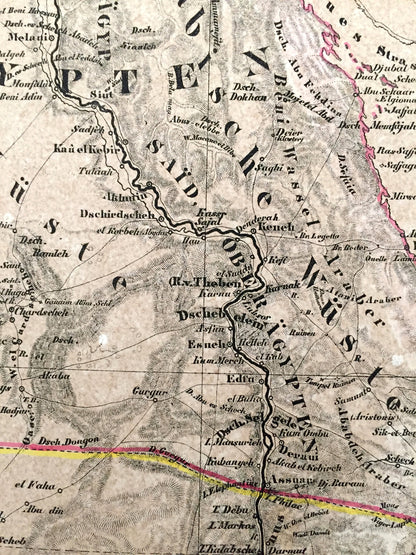 Antique 1855 Northeast Africa Map from Sohr Berghaus Atlas by Carl Flemming – Nordöstliches Afrika, Egypt, Saudi Arabia, Cairo, Mecca, Aden