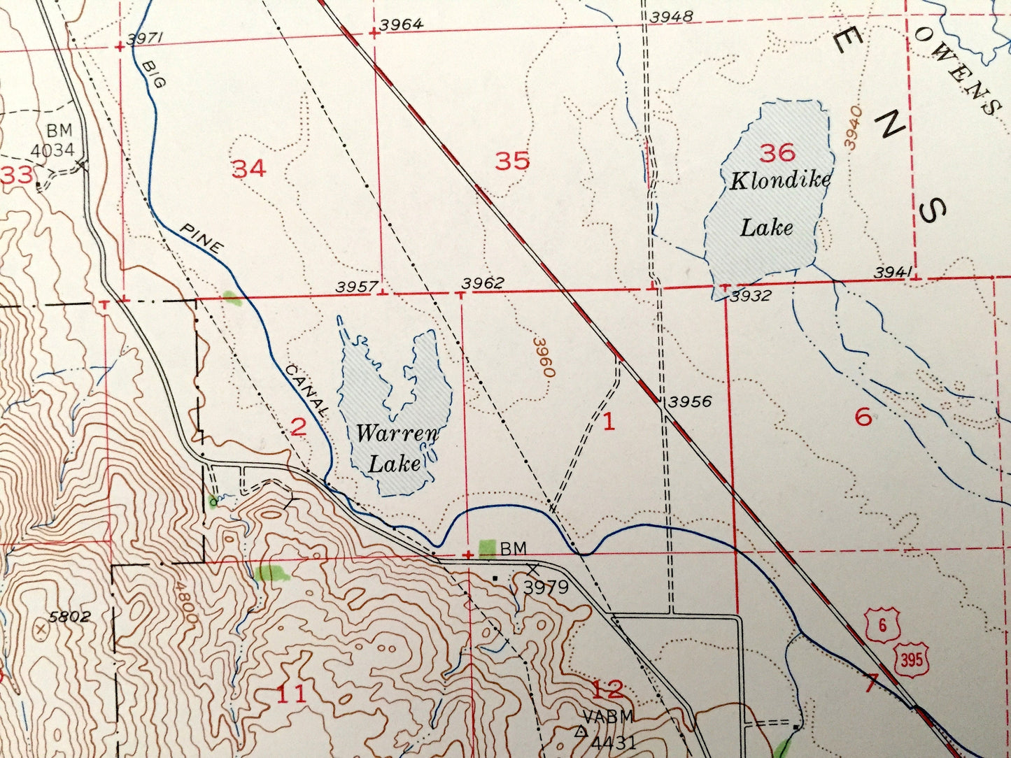 Antique Big Pine, California 1950 US Geological Survey Topographic Map – Inyo National Forest, Kings Canyon Park, Fresno County Owens Valley