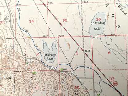 Antique Big Pine, California 1950 US Geological Survey Topographic Map – Inyo National Forest, Kings Canyon Park, Fresno County Owens Valley