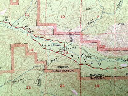 Antique Kings Canyon, California 1953 US Geological Survey Topographic Map – Marion Peak, National Park, Fresno County, Sequoia Forest, CA
