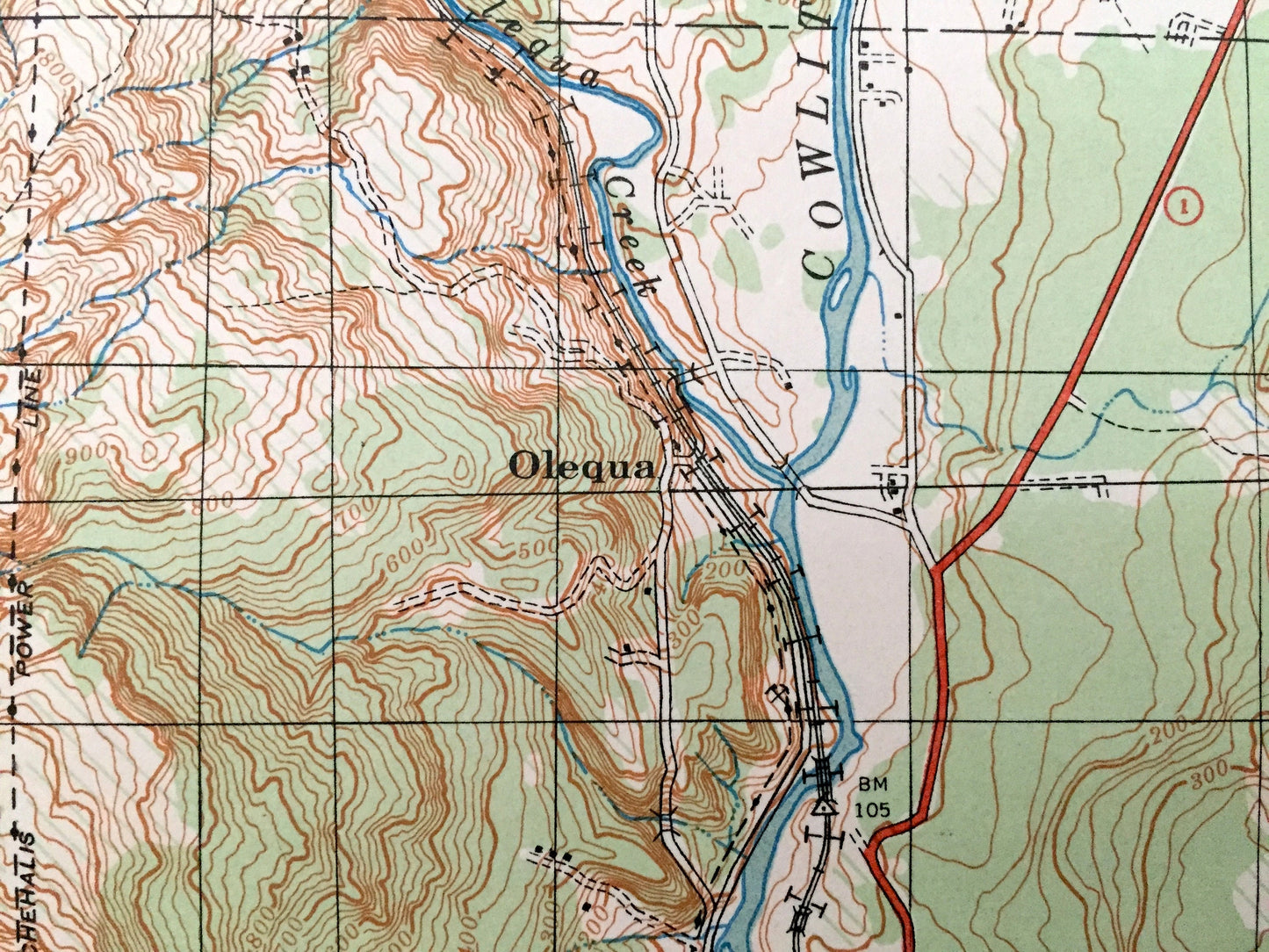 Antique Castle Rock, Washington 19341 US Geological Survey Topographic Map – Cowlitz, Lewis County, Vader, Olequa, Toledo, Winlock Toutle WA