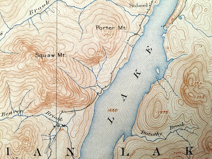 Antique Indian Lake & West Canada Lakes, New York 1920's US Geological Survey Topographic Map – Adirondacks, Pleasant, Arieta Cedar River NY