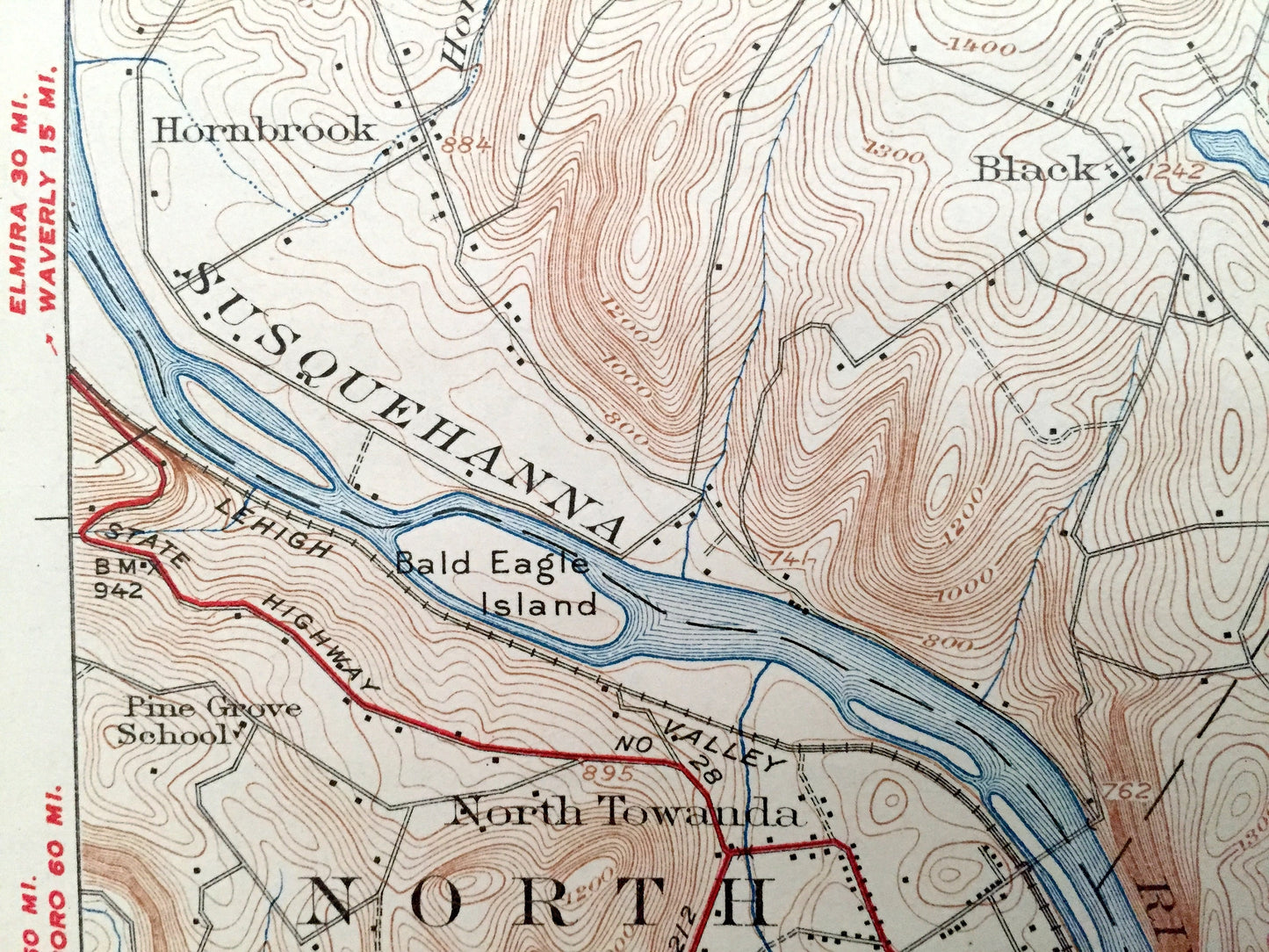 Antique Towanda, Pennsylvania 1926 US Geological Survey Topographic Map – Wysox, Standing Stone, Herrick, Orwell, Rome, Sheshequin, Windham