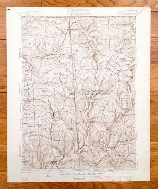 Antique Le Raysville, Pennsylvania 1943 US Geological Survey Topographic Map - Pike, Middletown, Rush, Stevens, Herrick, Orwell, Warren