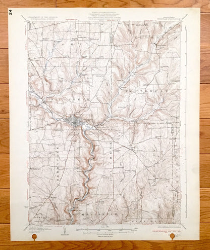 Antique Titusville, Pennsylvania 1933 US Geological Survey Topographic Map - Rome, Eldred, Southwest, Cherry Tree, Oakland, Cornplanter, PA