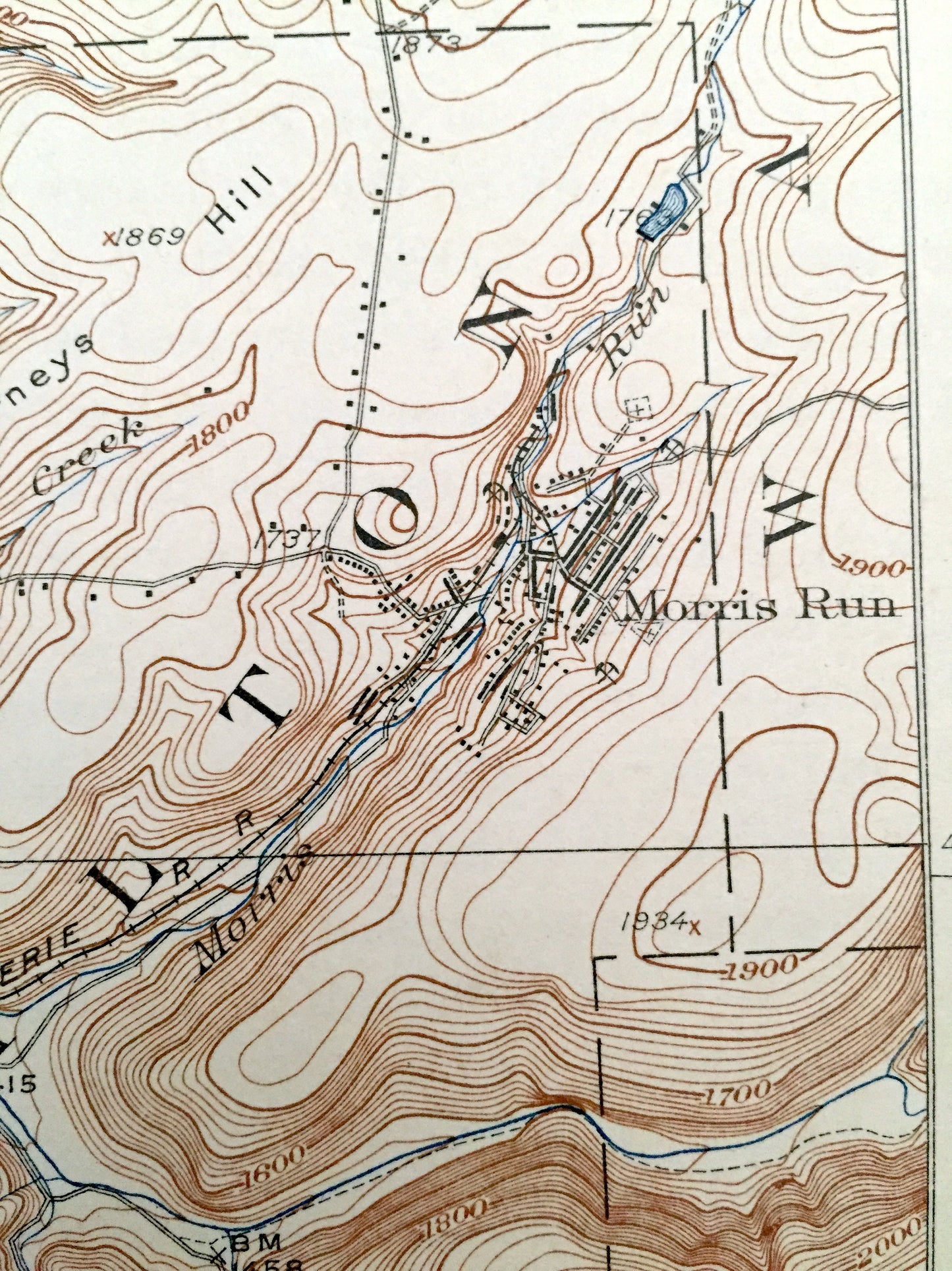 Antique Blossburg, Pennsylvania 1927 US Geological Survey Topographic Map – Tioga, Lycoming County, Charleston, Covington, Duncan, Morris PA